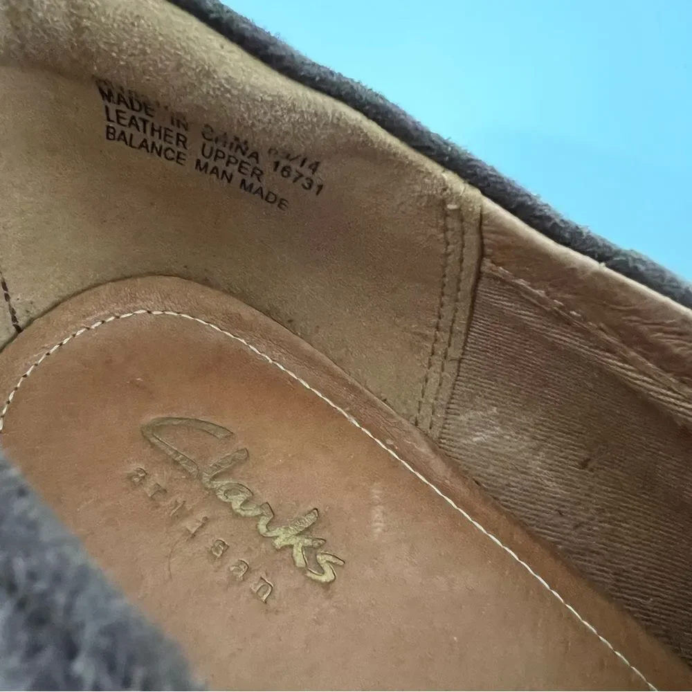 Clarks Artisan Brown Leather Suede Booties Wedge Size 9.5 Zippered Ankle